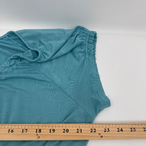 Bella Bird Dress Women XXL Blue Short Sleeve Stretch Midi Scoop Neck Comfy - Picture 7 of 10